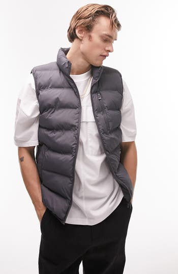Shop Topman Puffer Vest In Grey