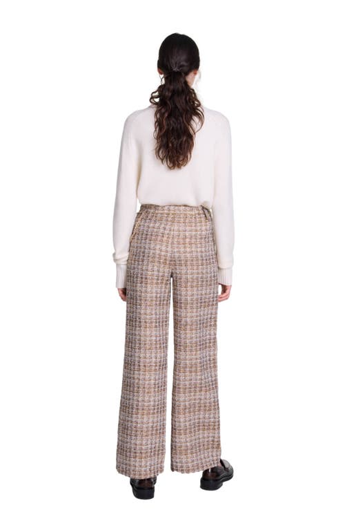 Shop Maje Tweed Trousers In Brown