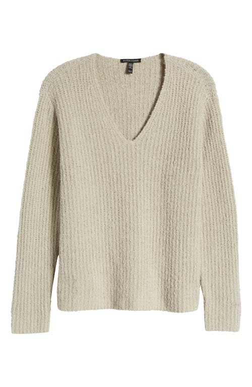 Shop Eileen Fisher V-neck Organic Cotton & Cashmere Blend Sweater In Chalk