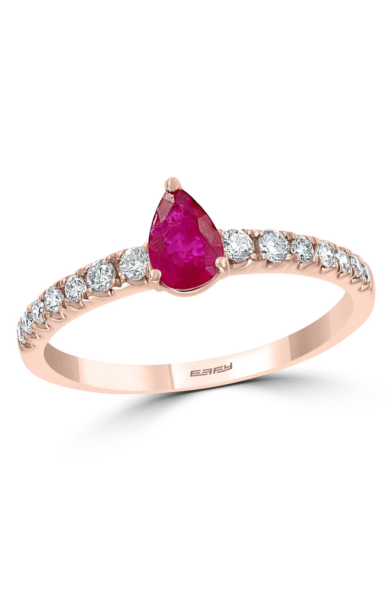 EFFY 14K Rose Gold Diamond & Ruby Ring - Size 7 | Nordstromrack