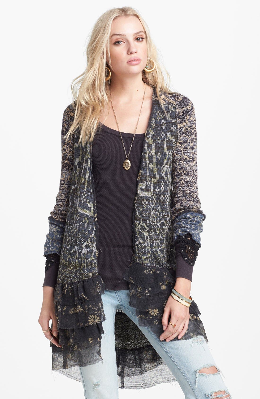 long ruffle cardigan