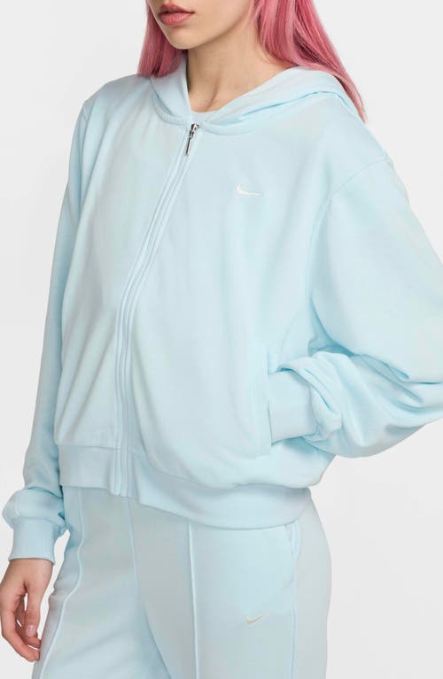 Shop Nike Sportswear Chill French Terry Full Zip Hooded Jacket In Glacier Blue/sail