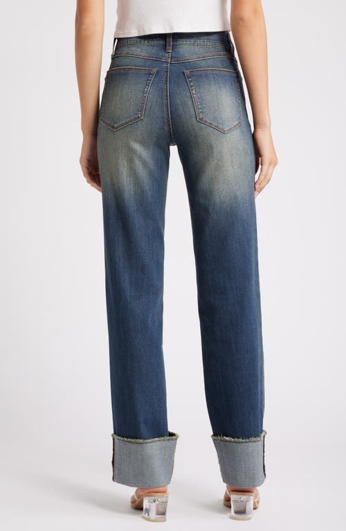 1822 Denim Cuffed Raw Hem Straight Leg Jeans In Flint