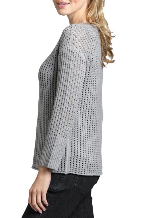 Shop Apny Open Stitch Scoop Neck Sweater In Silver Grey