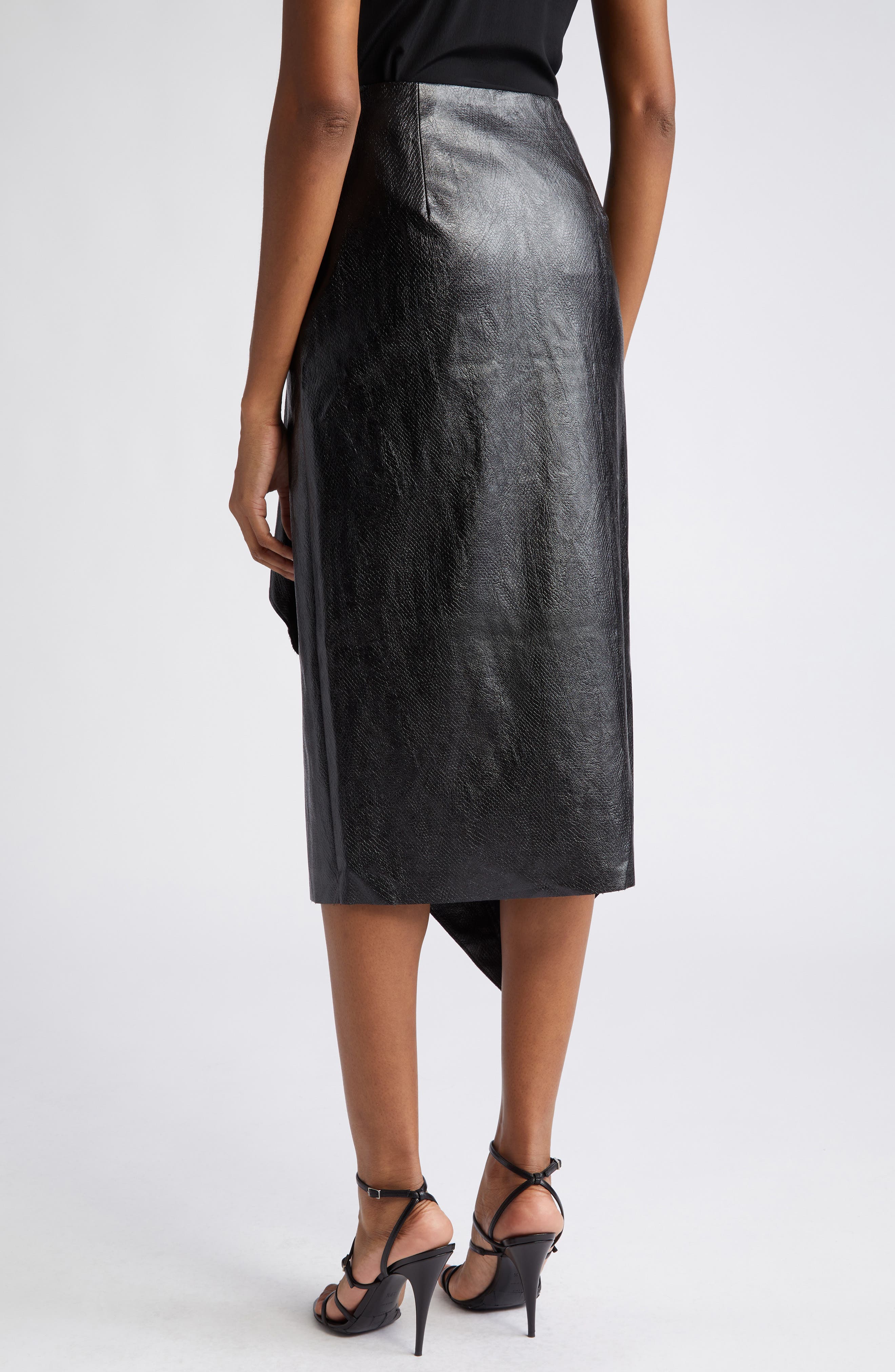 Leather ruffle midi skirt best sale