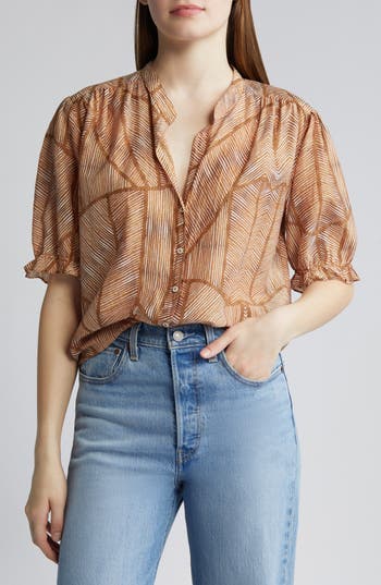 XIRENA XÍRENA EDEN PRINT COTTON & SILK TOP