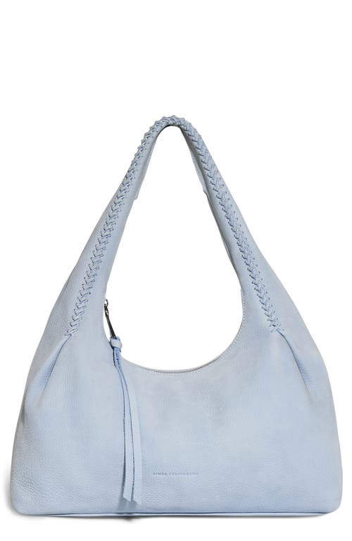 Aura Leather Shoulder Bag in Breeze Blue Nubuck