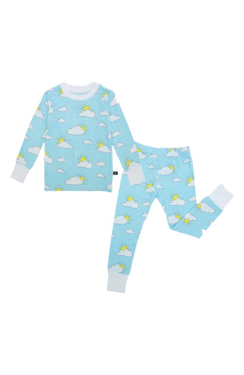 Peregrine Kidswear Partly Cloudy Print Fitted Two-Piece Pajamas in Turquoise at Nordstrom, Size 12-18M