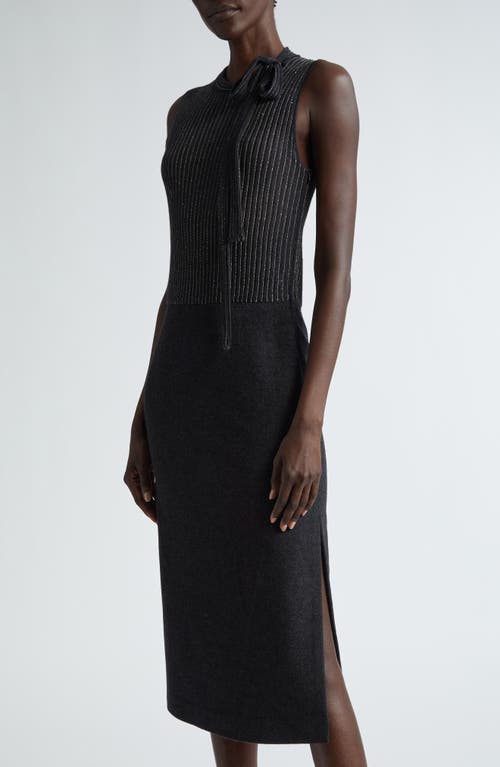 St John St. John Collection Mixed Media Midi Sweater Dress In Heather Carbon