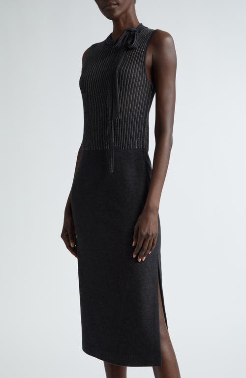 ST JOHN ST. JOHN COLLECTION MIXED MEDIA MIDI SWEATER DRESS 