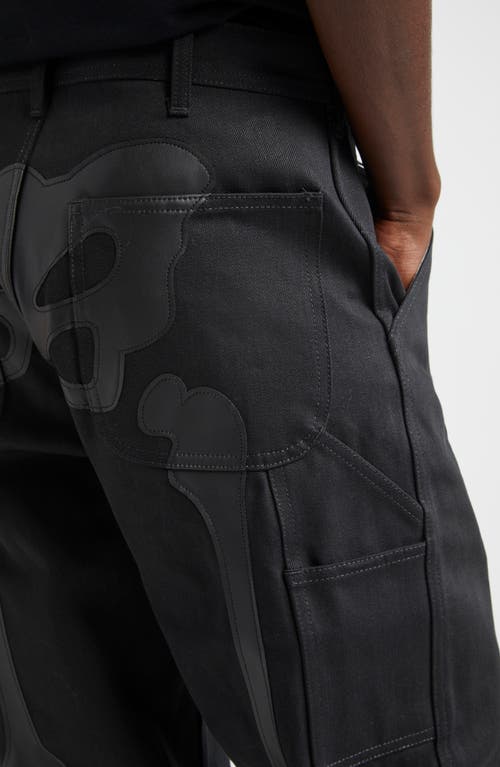 Takahiromiyashita The Soloist Takahiromiyashita Thesoloist. Bone Appliqué Carpenter Jeans In Black X Black Bone