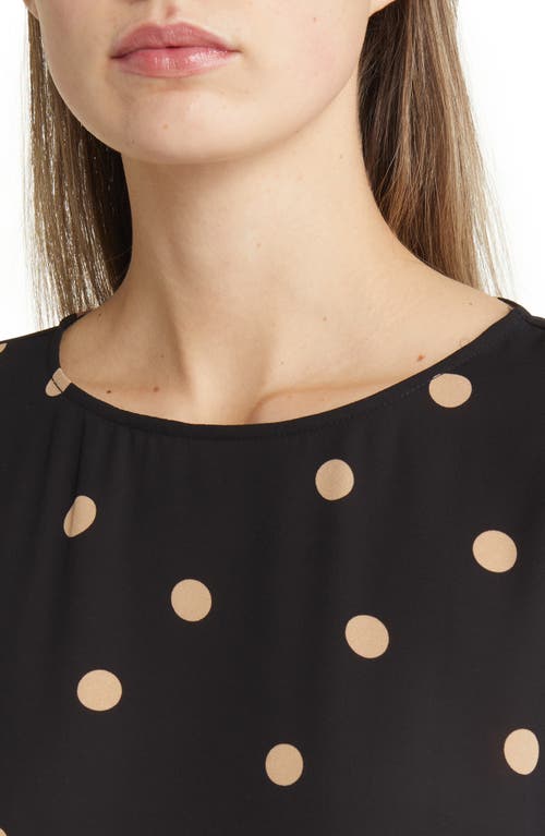 Anne Klein Plus Size Dot-print Bateau-neck Short-sleeve Blouse In Anne Black/latte