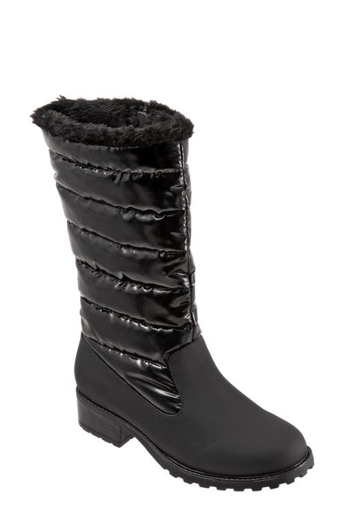 Trotters Benji Weatherproof Faux Fur Boot In Black Rubber/polyester