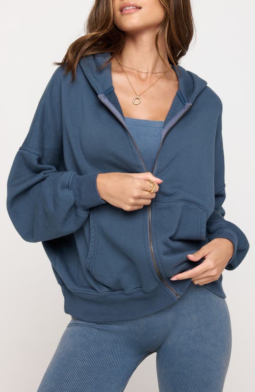 Spiritual Gangster Ibby Oversize Cotton & Modal Zip-Up Hoodie Orion Blue at Nordstrom,