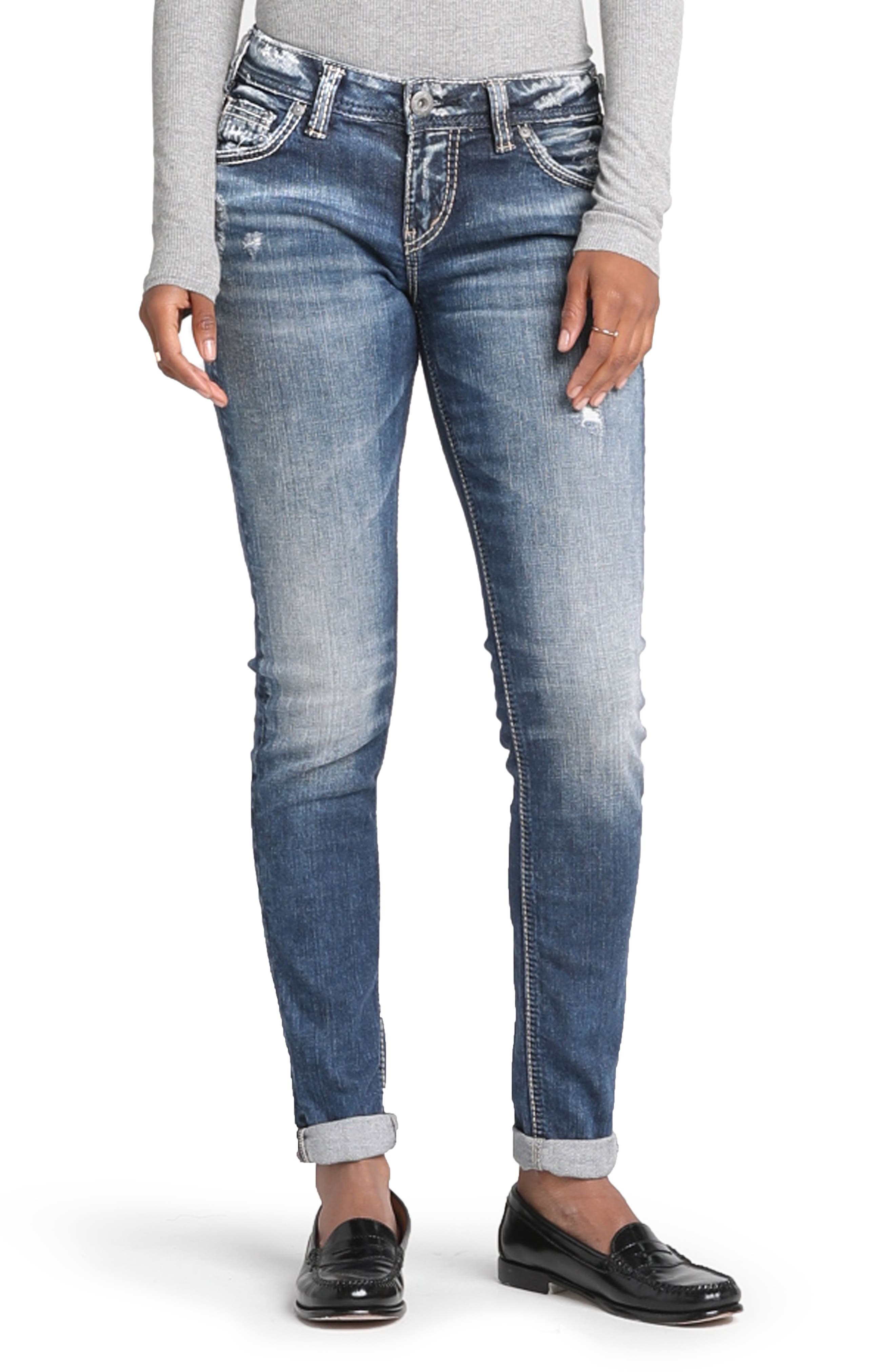 low rise silver jeans