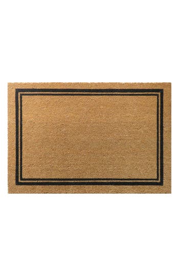 Entryways Border Stripe Coir Doormat In Natural Coir/black