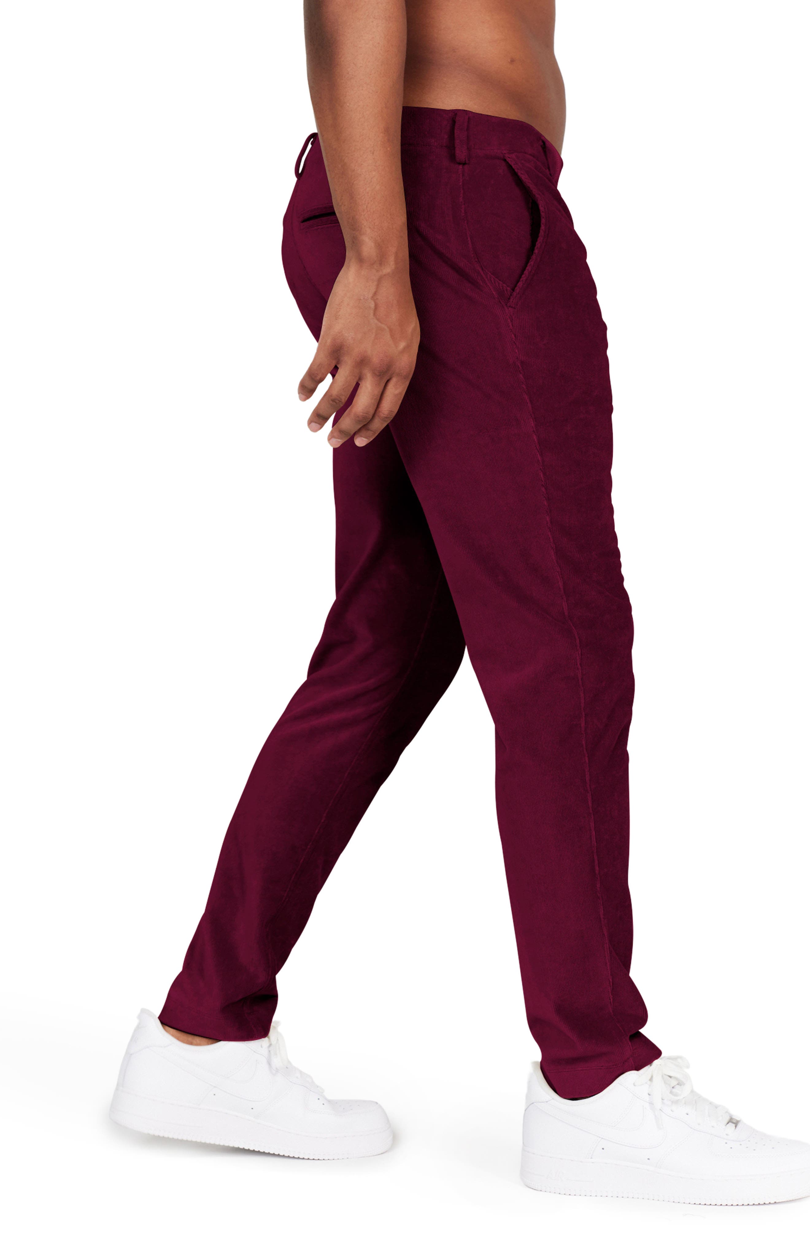 Redvanly Collins Corduory Golf Pants in Burgandy