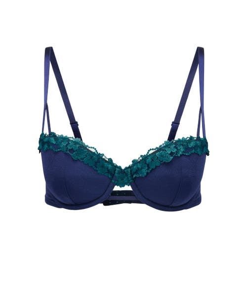 Shop Adore Me Eva Push Up Balconette Bra In Dark Blue