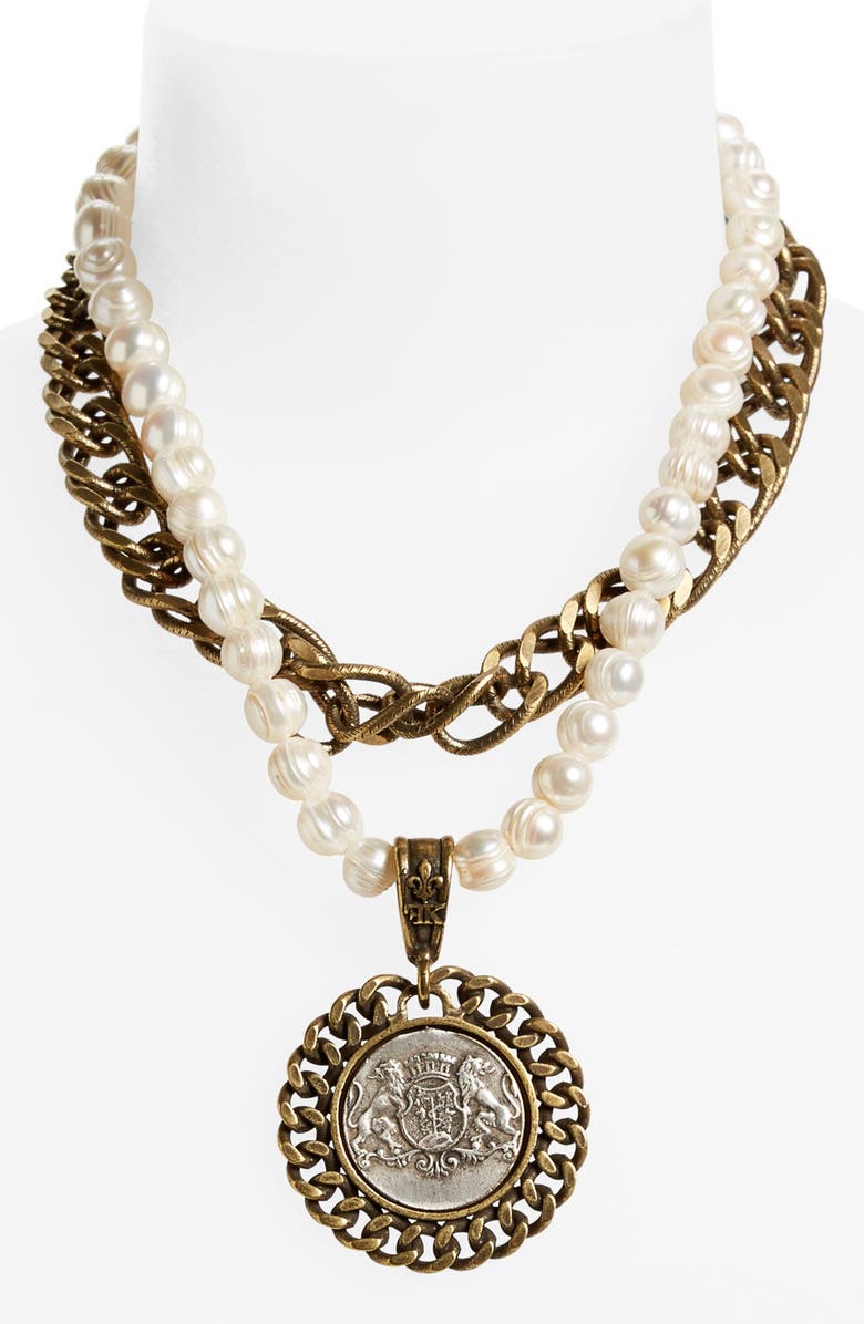 French Kande Aime Medallion Pearl Necklace Nordstrom