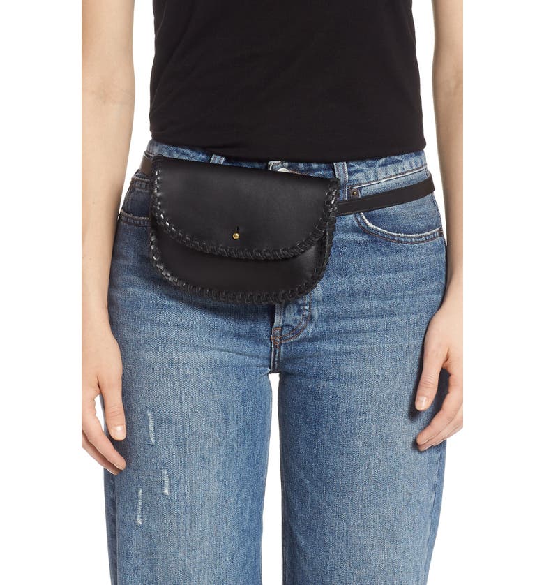 MADEWELL Whipstitch Belt Bag, Alternate, color, TRUE BLACK