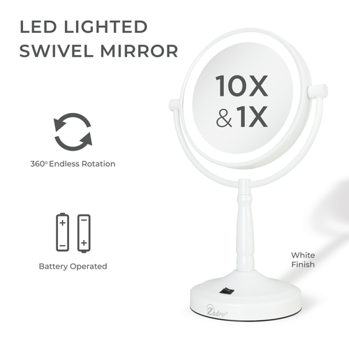 Shop Zadro Lighted Makeup Mirror With 10x/1x Magnifications & Cordless In White