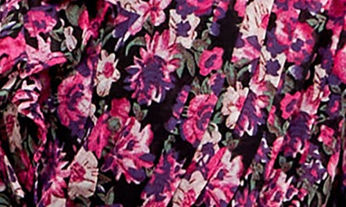 Shop Endless Rose Floral Ruffle Wrap Crop Top In Black/fuchsia