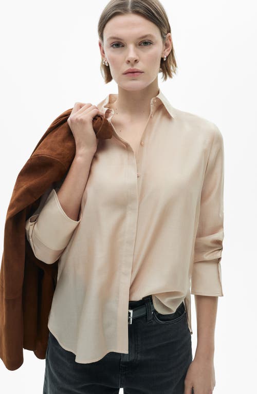 Mango Satin Shirt In Beige
