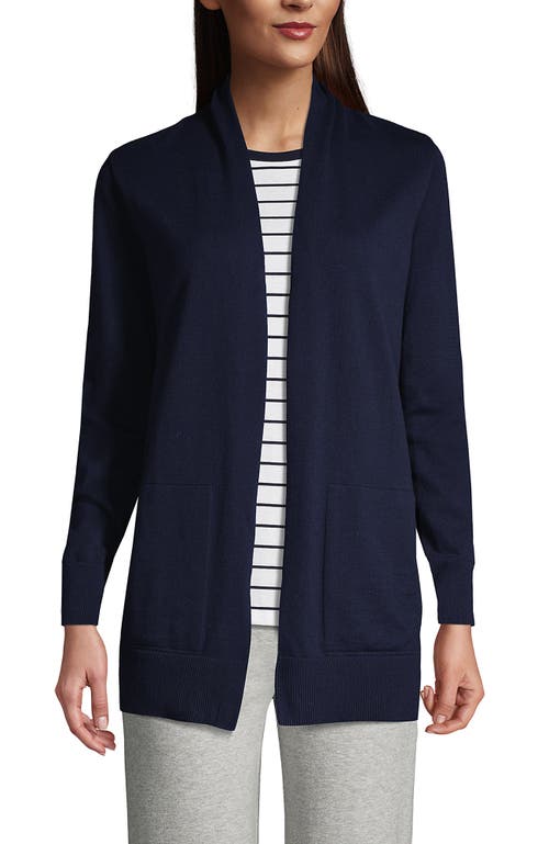 Shop Lands' End Long Sleeve Open Long Cardigan Sweater In Radiant Navy