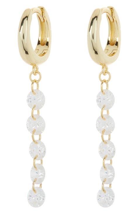 Demifine Floating Cubic Zirconia Huggie Earrings