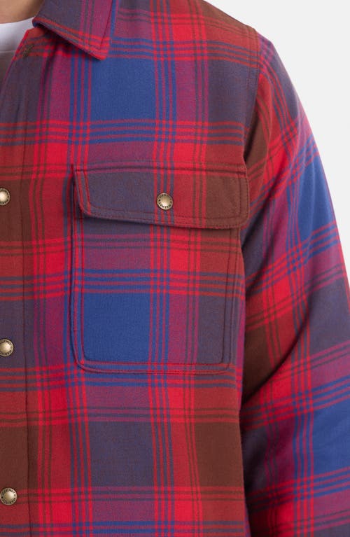 Marmot Ridgefield Fleece Lined Flannel Snap-up Shirt Jacket In Team Red