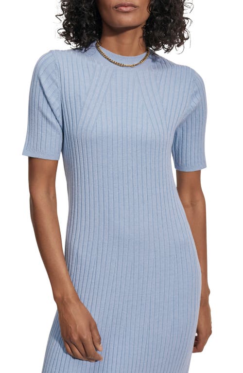 Shop Varley Maeve Rib Midi Sweater Dress In Ashley Blue