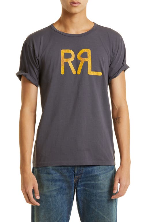 Double RL RRL Logo Graphic Tee in Navy
