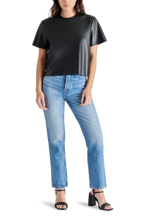 Steve Madden Ezra Faux Leather Top In Black