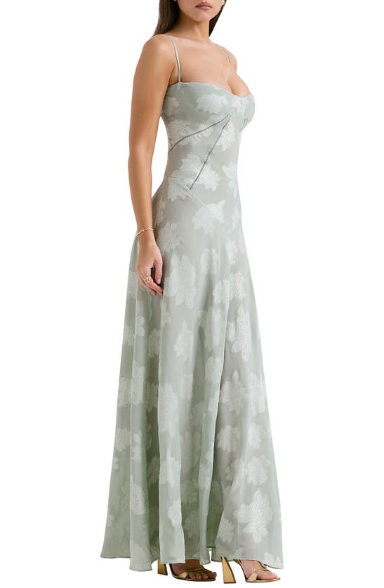 HOUSE OF CB HOUSE OF CB SEREN BLUSH SHEER LACE-UP BACK GOWN 
