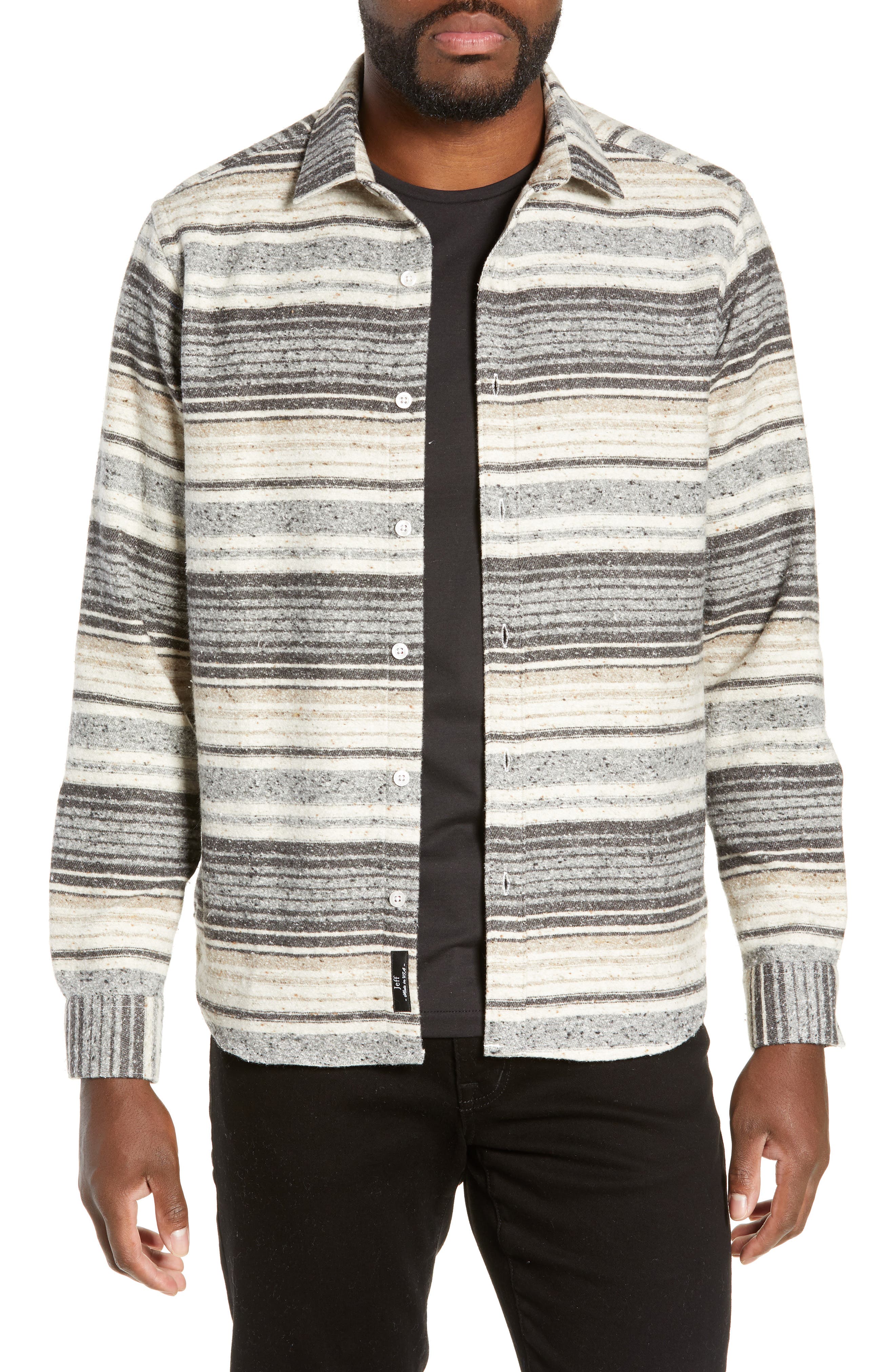 Jeff Benson Slim Fit Marl Stripe Sport Shirt, Grey