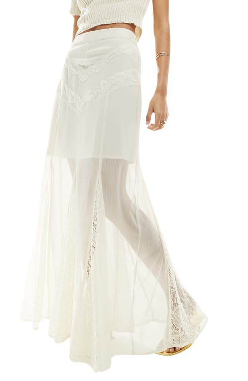 Shop Miss Selfridge Lacy Maxi Skirt In Cream