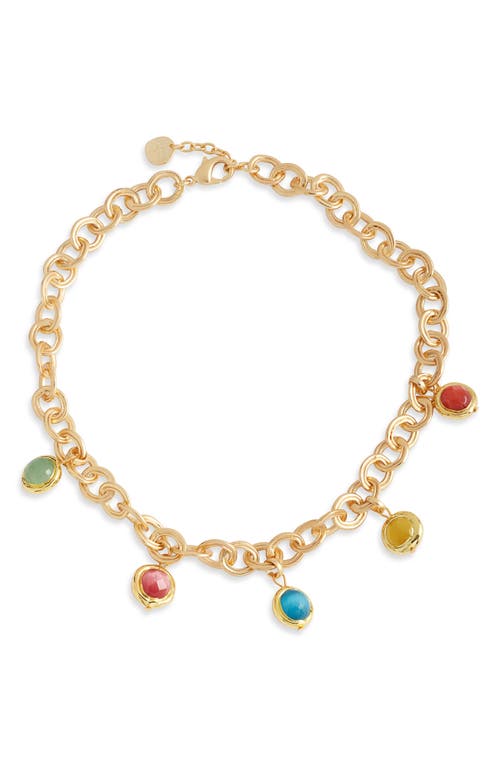 Karine Sultan Crystal Charm Necklace In Gold