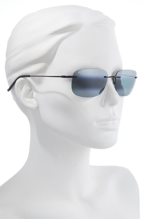 Maui Jim Ohai 59.5mm Polarized Rectangular Sunglasses In Black Gloss/neutral Grey