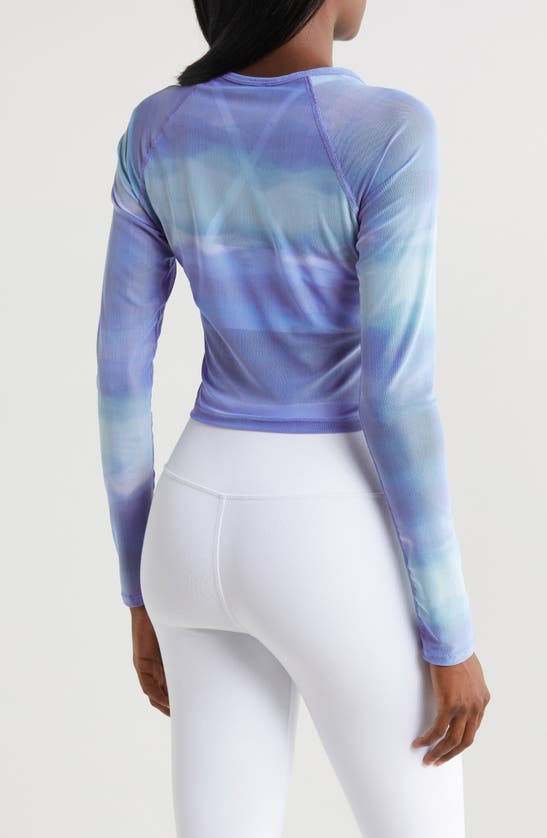 Shop Beyond Yoga Print Mesh Crop Top In Water Color Waves