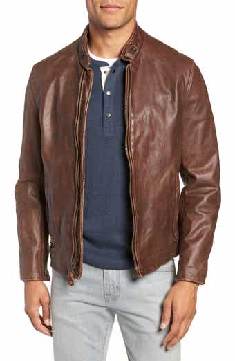 Café racer oil tanned cowhide leather moto jacket best sale
