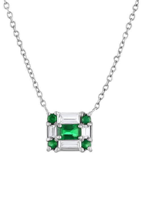 Mindi Mond Emerald & Diamond Cube Pendant Necklace in White Gold/Diamond/Emerald at Nordstrom