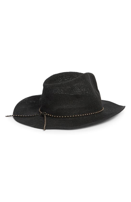 Shop Vince Camuto Studded Band Straw Cowboy Hat In Black