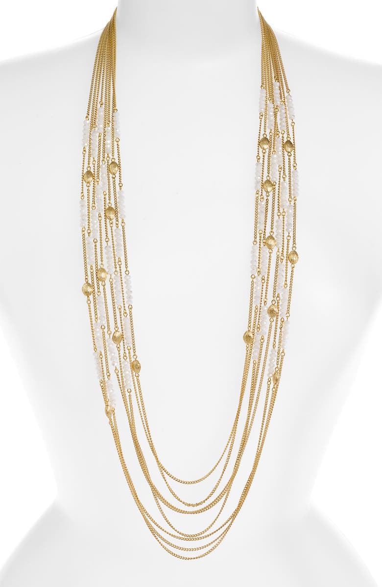 NORDSTROM Multi Row Bead Necklace, Main, color, WHITE CHALK