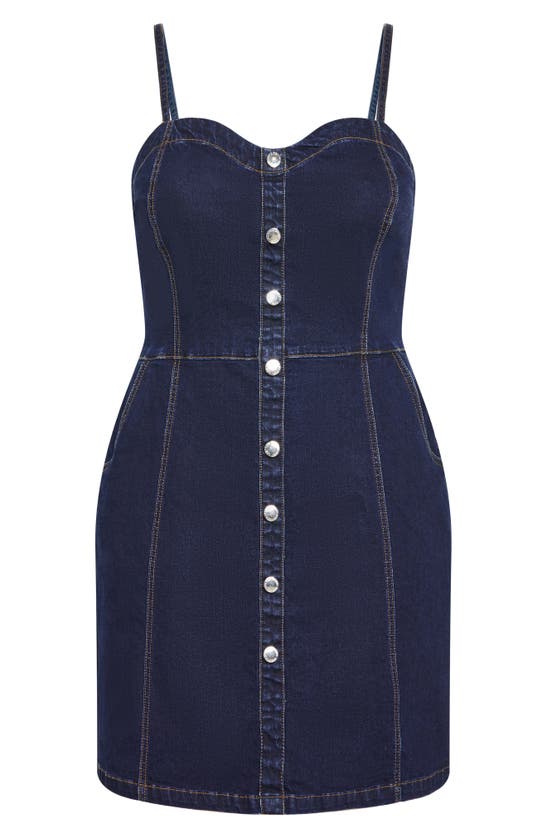 Shop City Chic Ashlynn Sleeveless Denim Dress In Indigo