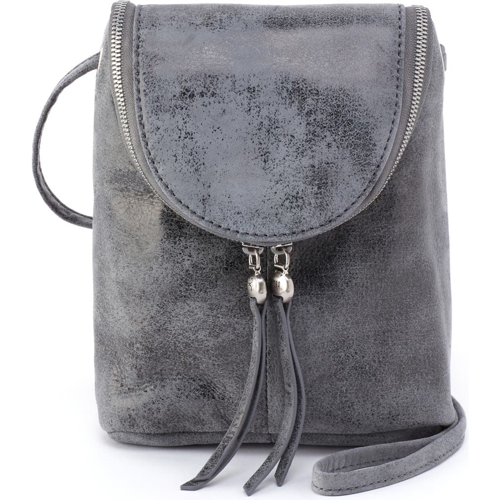 Hobo Fern Leather Saddle Bag In Gray