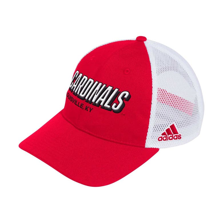 Adidas Originals Adidas Red Louisville Cardinals Mascot Block Letter Slouch Trucker Adjustable Hat