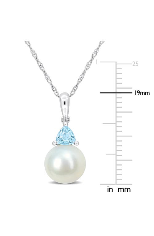 Delmar Freshwater Pearl Pendant Necklace In Sky Blue Topaz