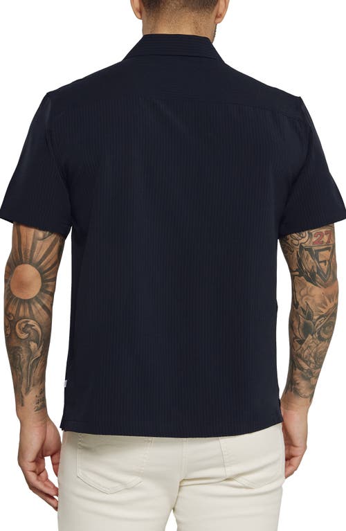7 Diamonds Vance Textured Stretch Camp Shirt In Navy