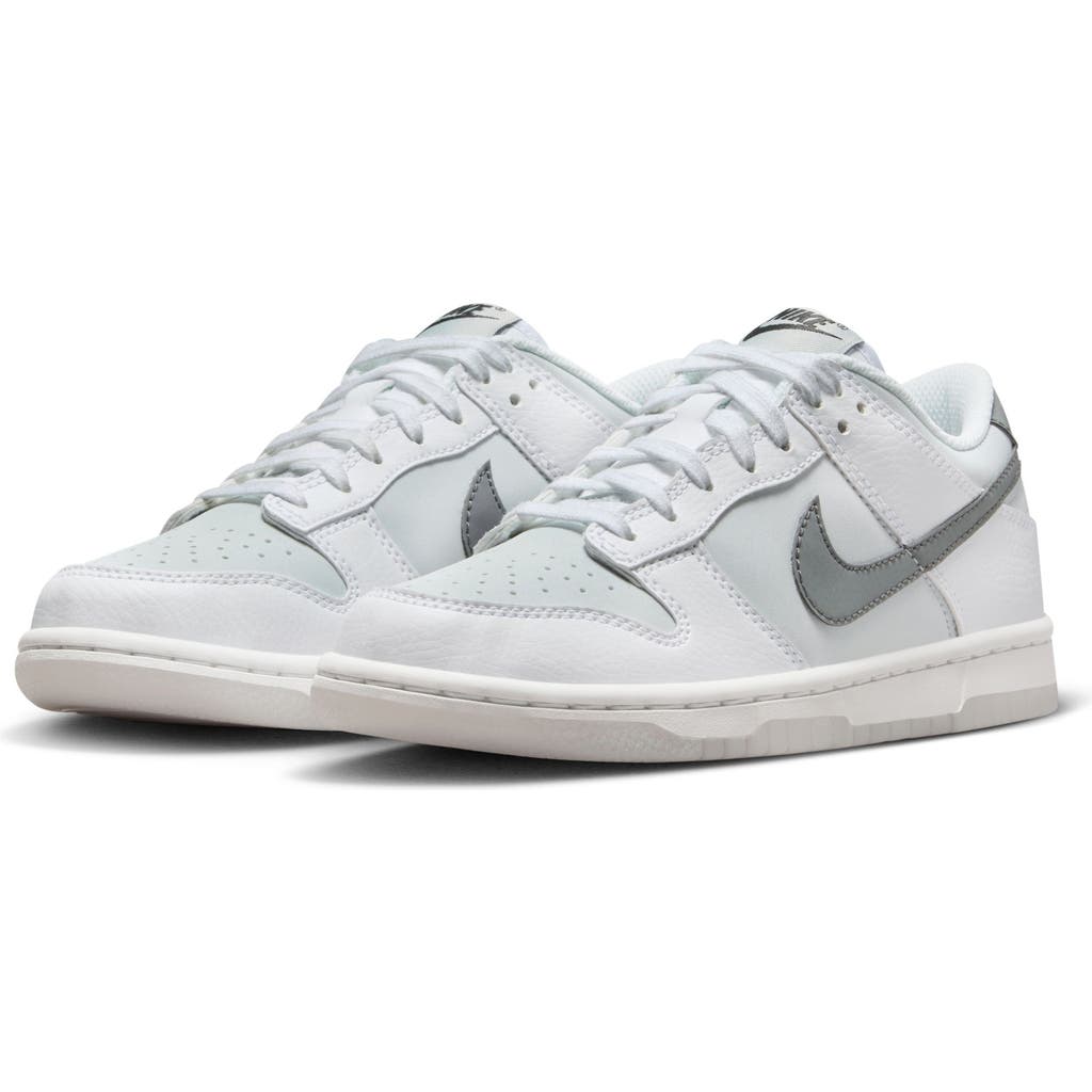 Nike Kids' Dunk Low Basketball Sneaker In White/smoke Grey/platinum