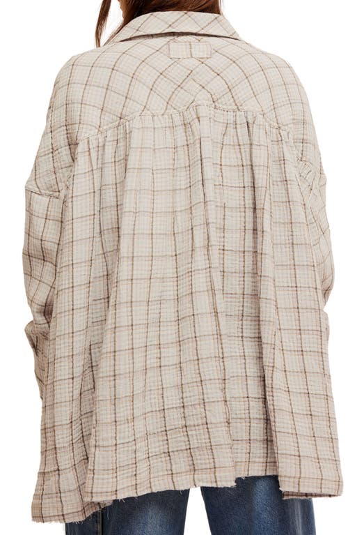 Free People Cardiff Plaid Texture Shirt In Misty Lilac Combo